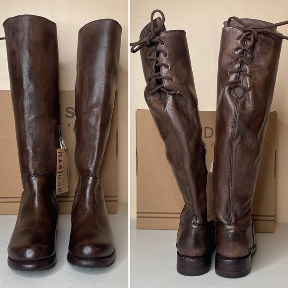 BED STU Manchester Distressed Brown Leather Tall Riding Boots BedStu Size 6.5 - Picture 5 of 16